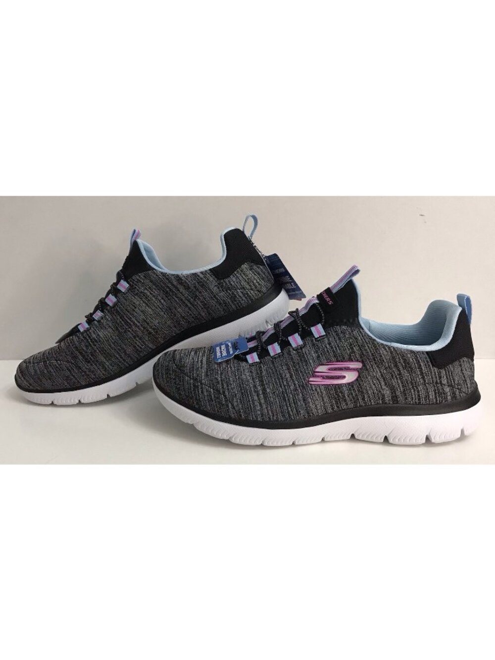 Skechers Womens SUMMITS-FRESH IMPRESSION Size 7 Shoes Slip-On Gray Blue Pink